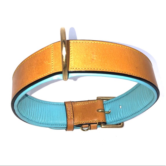 BLUE LEATHER DOG COLLAR - Picture 4 of 11